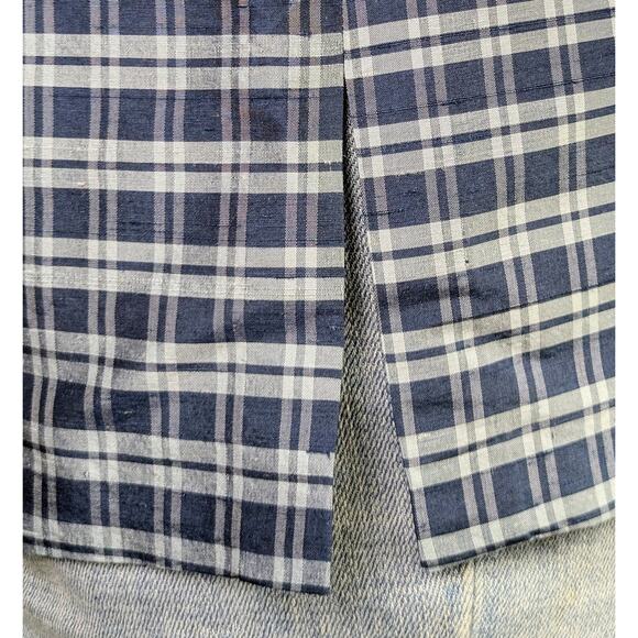 NEW Josephine Chaus Silk Blazer 12 Blue Gray Check Distinctive Charm Career - Picture 7 of 9